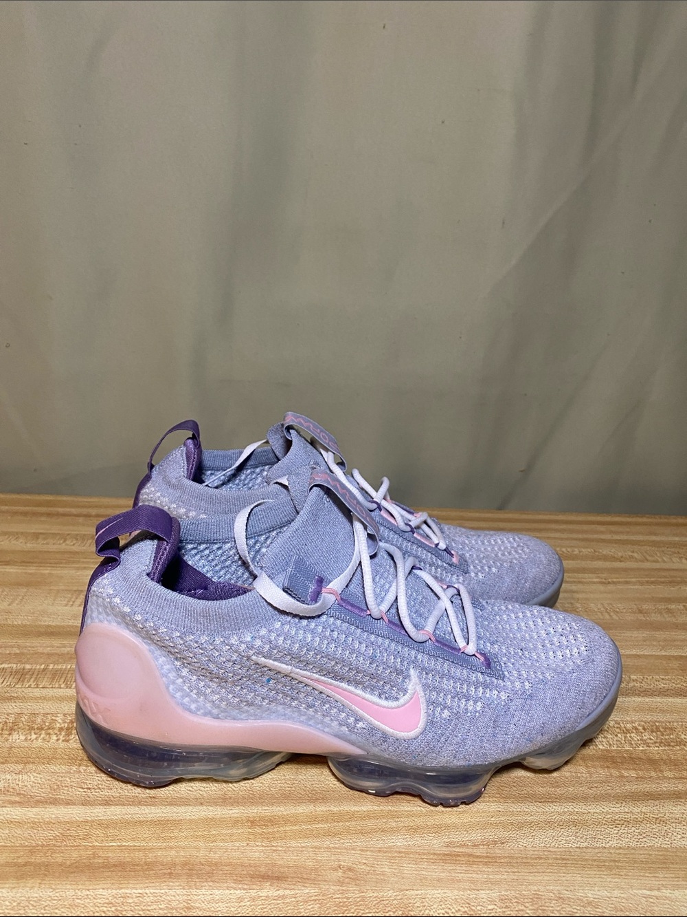 Nike Air Vapormax 2021 FlyKnit Wolf Grey/ Pink Glaze Lifestyle Casual shoes 6.5Y